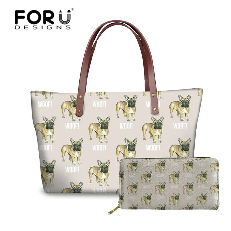 FORUDESIGNS/сумки с принтом французского бульдога женские модные сумки верхней ручкой
