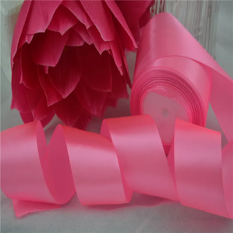 No5 Pink 120 цветов на выбор(25 ярдов/рулон) атласная лента подарочная упаковка праздничное украшение ленты рулон ткани упаковочные принадлежности - Цвет: No5 Pink
