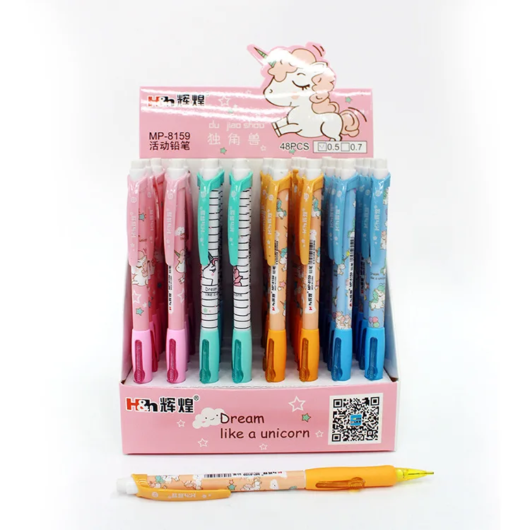 Карандаш автоматический с боковым прессом и единорогом 48 шт./лот | Канцтовары для