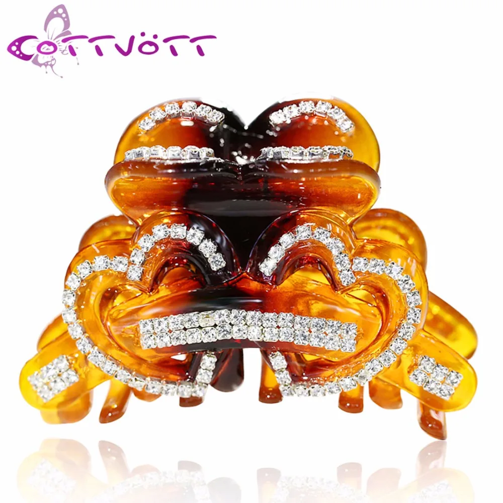 Большой зажим для волос с двойным сердцем блестящие кристаллы аксессуары