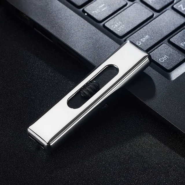 Мини портативный двухсторонний зажигательный сигаретный светильник er светильник вес электронная USB Зажигалка без газа светильник er плазменный дуговой светильник er - Цвет: Silver