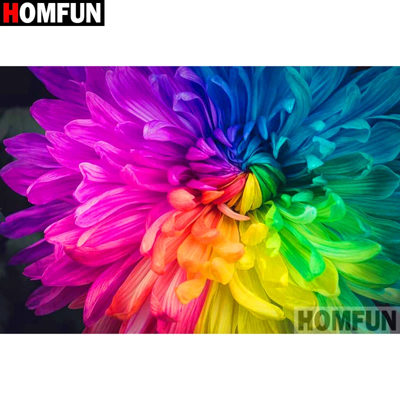 

HOMFUN Full Square/Round Drill 5D DIY Diamond Painting "Colored flower" Embroidery Cross Stitch 3D Home Decor Gift A13303