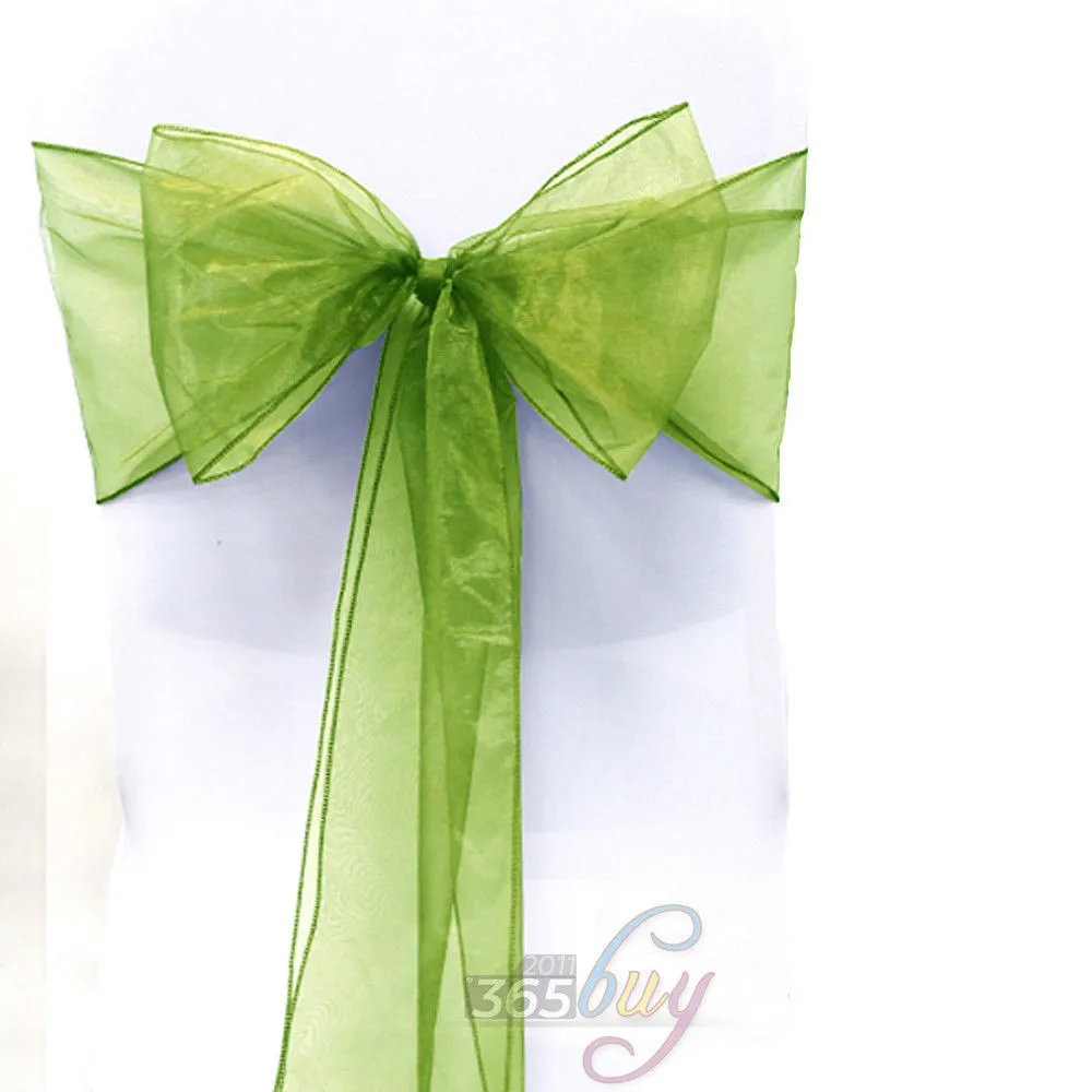 [ Fly Eagle ] 10PCS Organza Chair Sashes Bow Wedding Party Cover Banquet cover sashes  #8 Sage Green