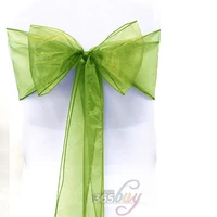 fly eagle 10pcs organza chair sashes bow wedding party cover banquet cover sashes 8 sage green