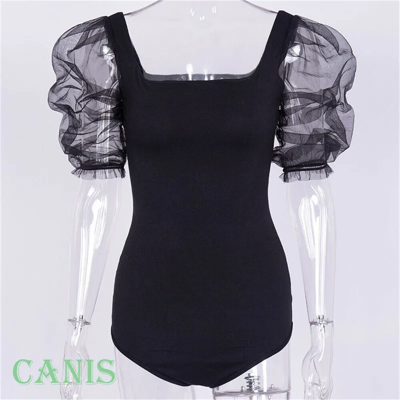 

UK Sexy Women Playsuit Summer Beach Casual Mesh Sleeve Bodysuits Palace style Bodysuits