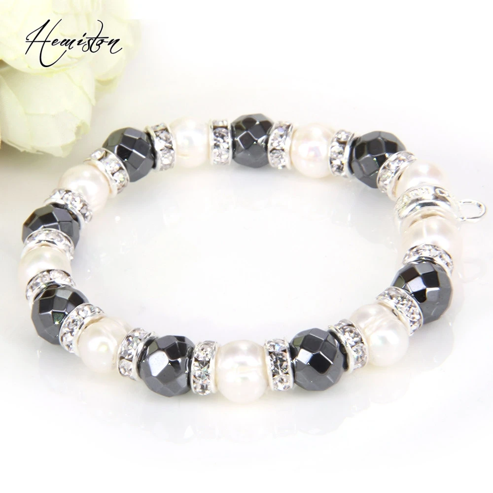 Браслет из гематита Thomas с пресноводным жемчугом браслет бусин Стразы фирменной