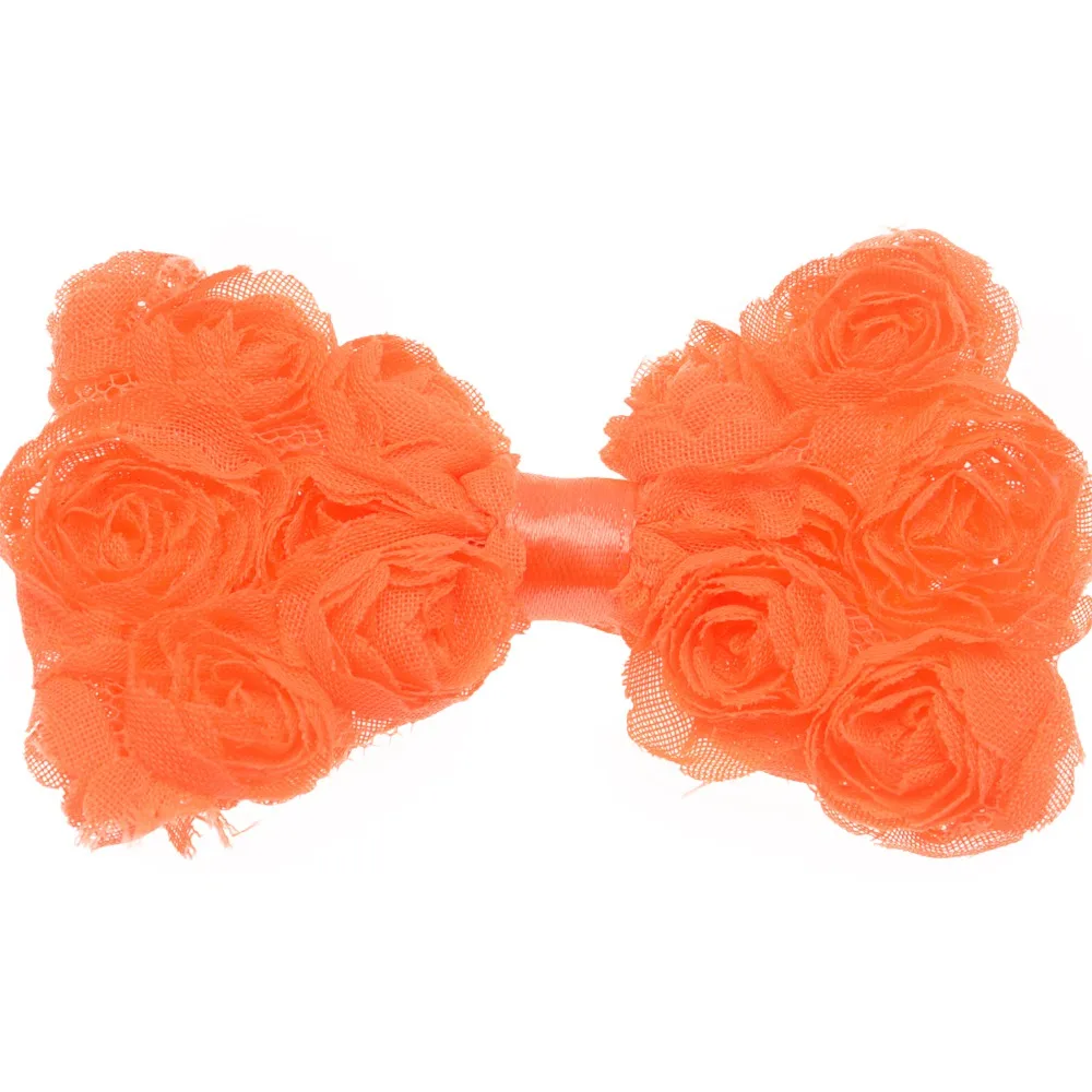 Orange 14 шт., шифоновые банты, без зажимов, триплекс, шифоновые банты, аксессуары для волос, розочка, бант, Цветочный Аксессуар, головной убор для волос, повязка на голову - Цвет: Orange