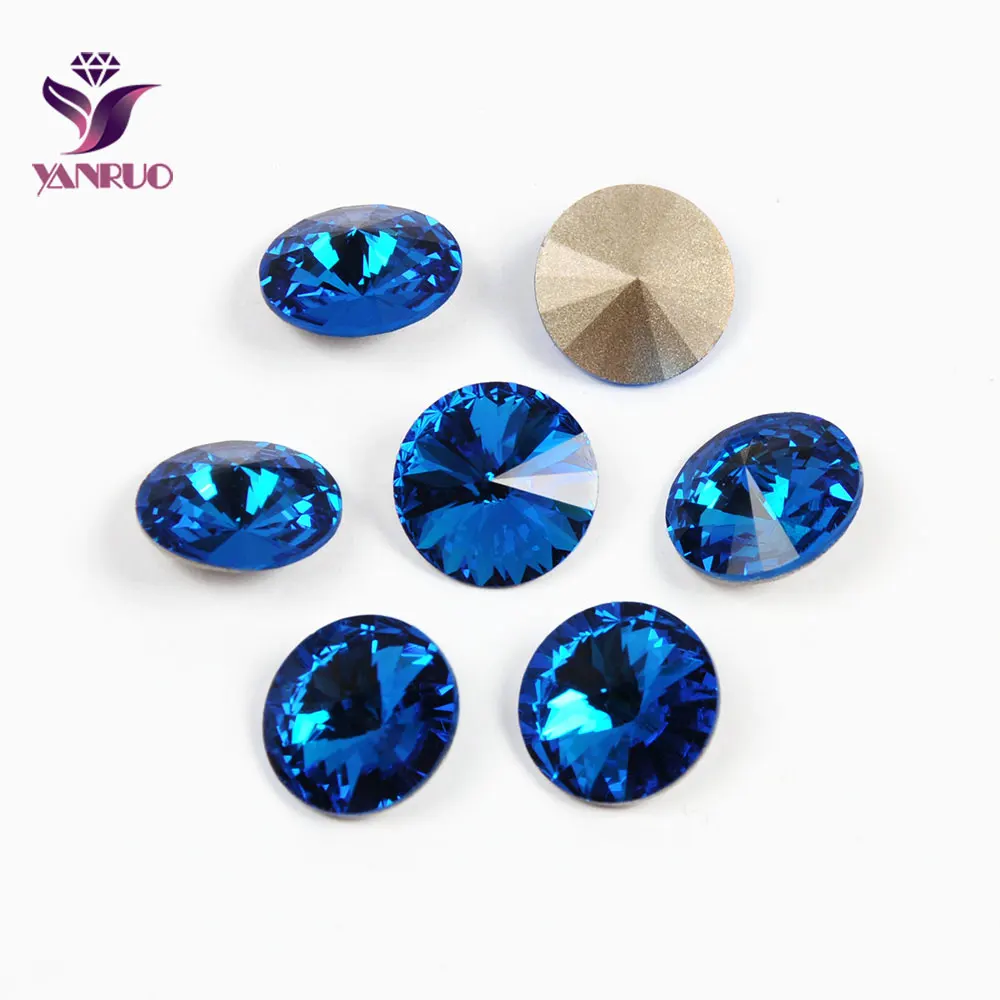 Capri Blue YANRUO 1122 модные Rivoli Камни коготь Установка Стразы Pointack Алмазный страз одежда для шитья искусство рукоделие - Цвет: Capri Blue