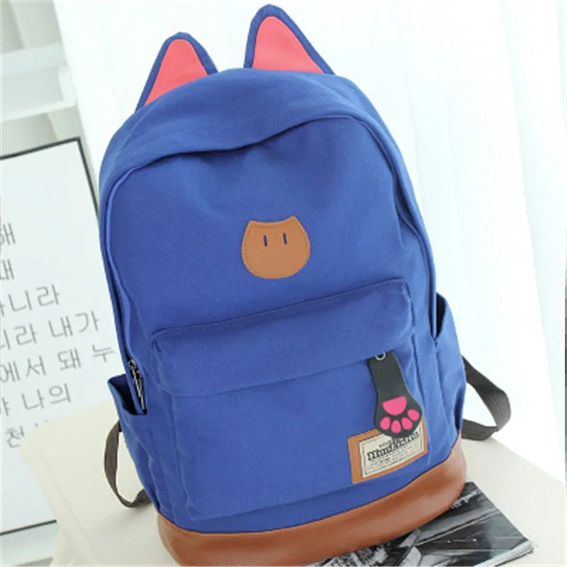 Женский рюкзак с кошачьими ушками из парусины школьный для девушек 2019|cat ear