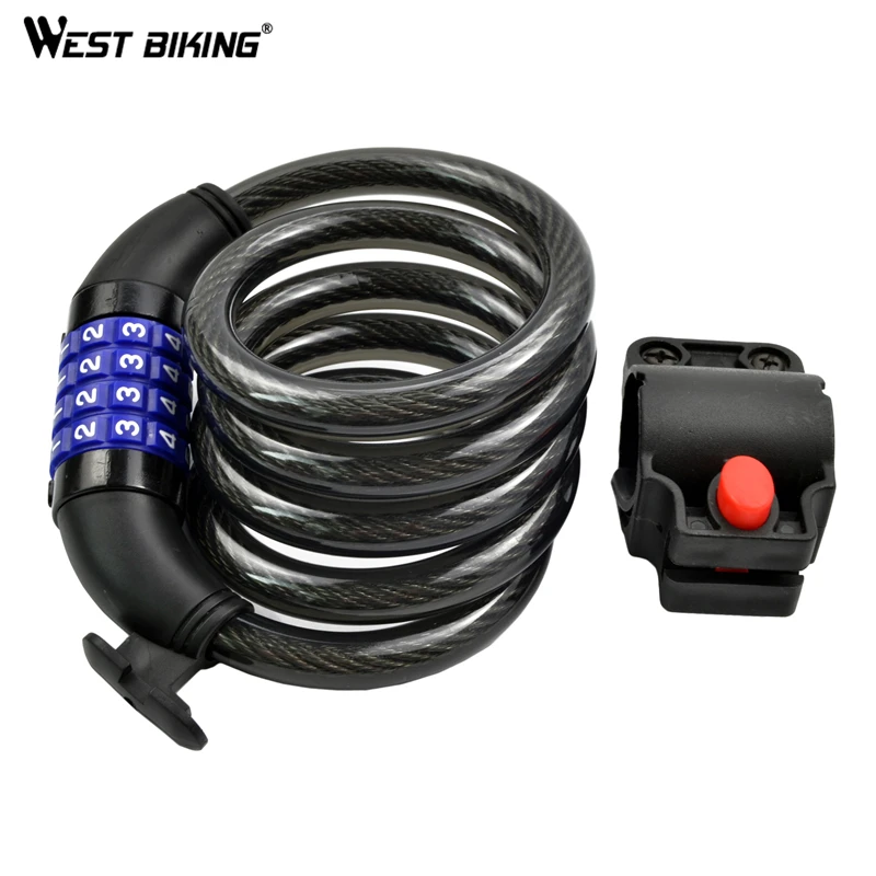 Замки велосипедные со стальной резиновой крышкой 4 цифровых кода 1200 мм x 8 | Спорт и