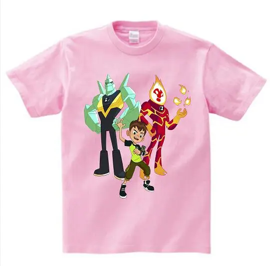 pink childreT-shirt Футболки для мальчиков Одежда для футболок с рисунком Бена 10, защитник земли футболка с короткими рукавами с героями мультфильмов футболки для мальчиков Одежда для детей, M - Цвет: pink childreT-shirt
