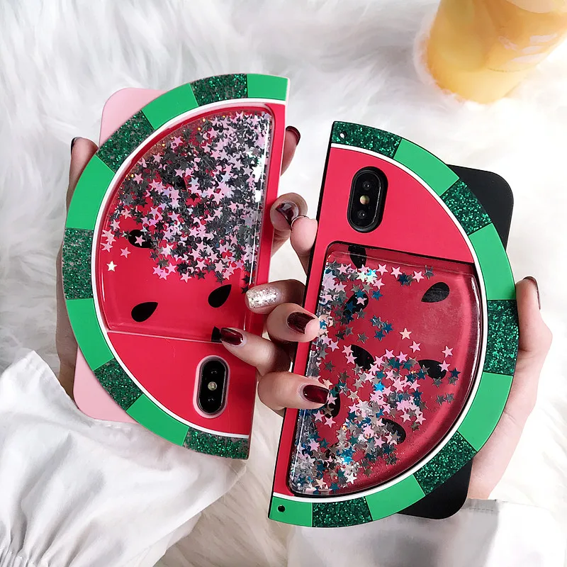 3D клубничный жидкий зыбучий песок Ананас мороженое арбуз чехол для iPhone X XS MAX XR 5 5S