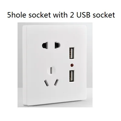 5hole 2USB socket Настенный выключатель 1 комплект 2 банда 3 банды 4 банды 1 способ 2 пути 3 пути 4 пути настенный светильник 10 а/250 В настенный выключатель Белый настенный выключатель - Цвет: 5hole 2USB socket