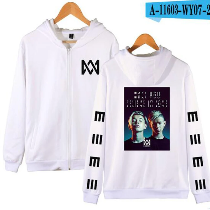 

Marcus and Martinus Men/Women Hoodies Sweatshirts Warm Kpop Zipper Outerwear Plus Size Hooded Coat Casual Harajuku Jacket Femme