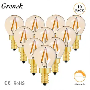 Grensk Led G40 Bulb Replace String Lights Bulbs E14 2200K 1W LED Filament Globe Lamp E12 110V Leds Edison Dimmable Party Lampara