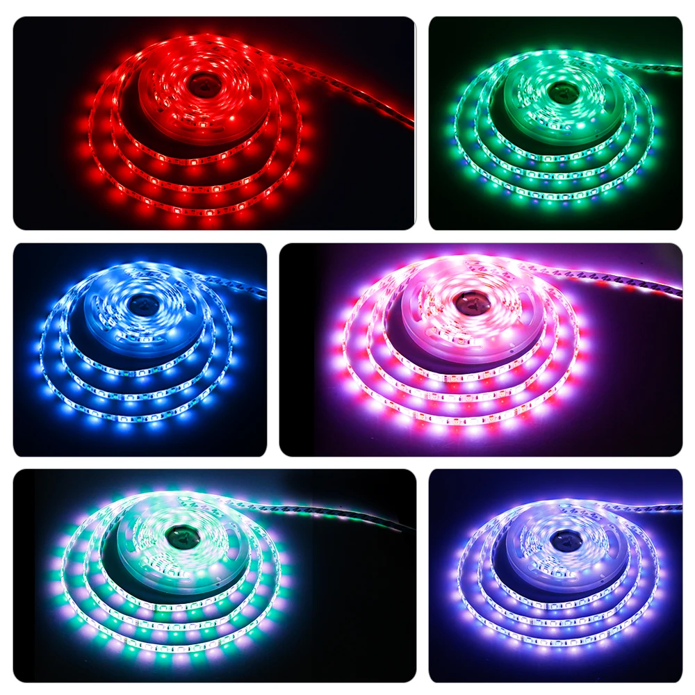 Foxanon 60LEDs/M SMD 5050 5M LED Strip RGB Light Tape DC12V RGBW RGBWW Holiday Decoration Lamp String Ribbon IP65 Waterproof | Лампы и