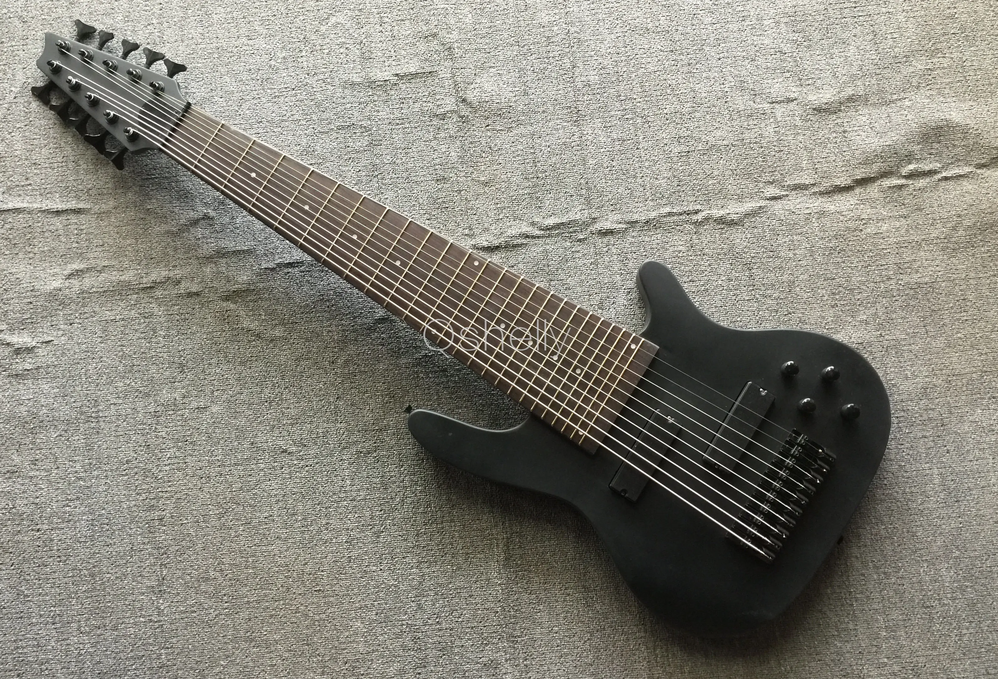 top quality QShelly custom black 12 strings electric bass guitar musical instrument shop