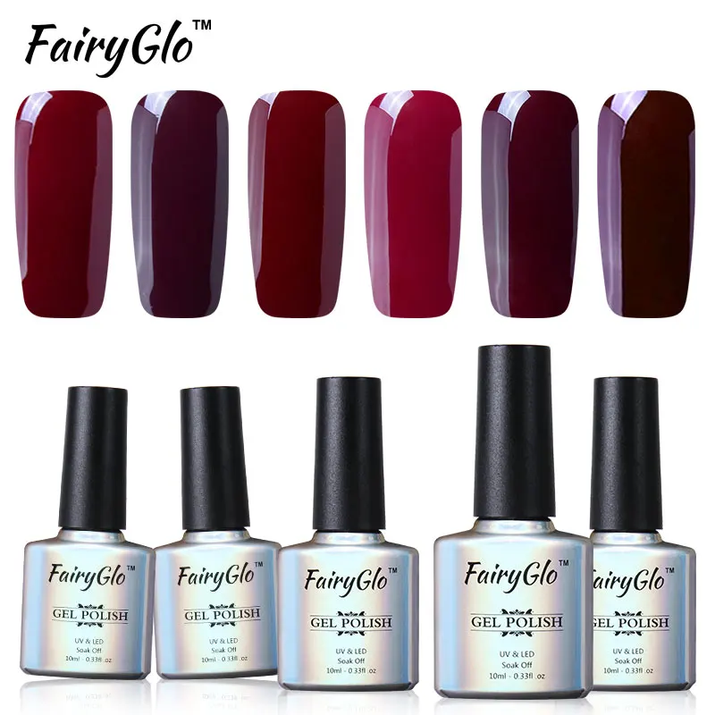 FairyGlo 10 мл серия красное вино Свадьба замочить от УФ гель для ногтей светодиодный