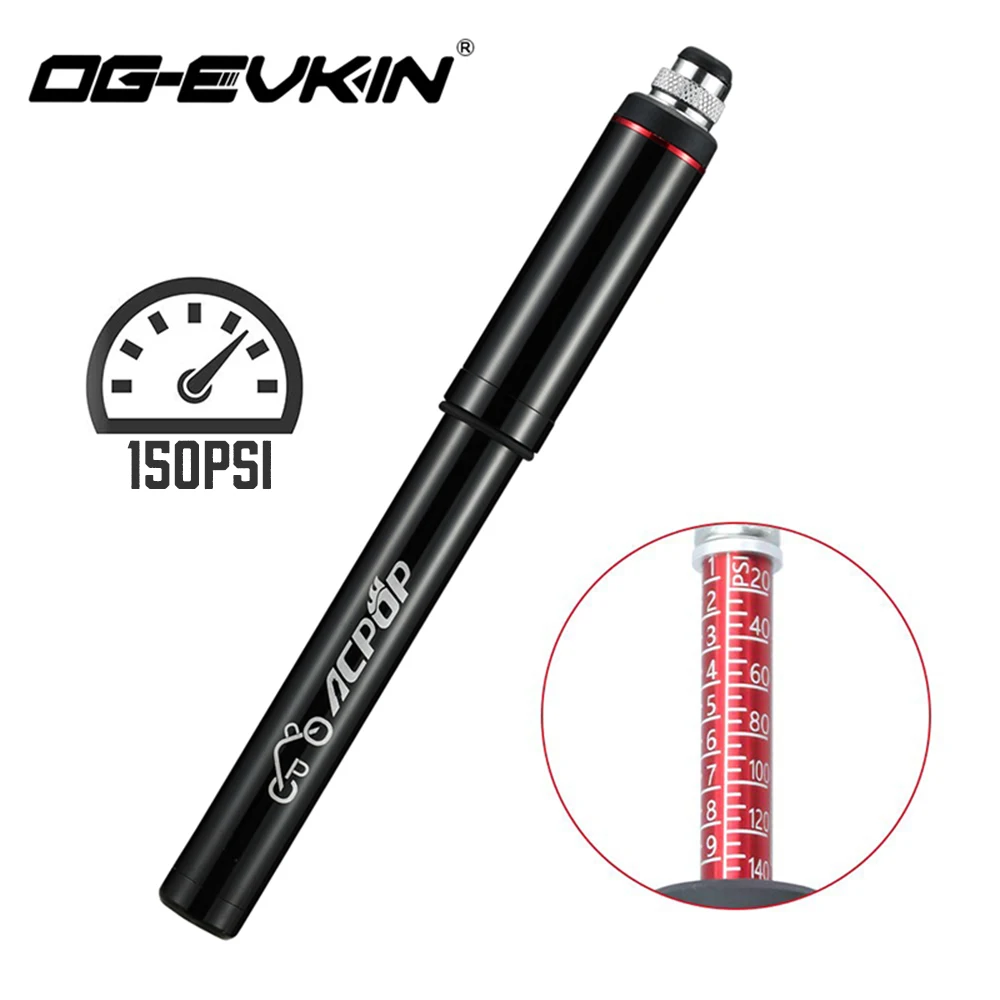 

OG-EVKIN BP001/002 Bicycle Pump Mini Cycling Pump Aluminum Alloy 150PSI High Pressure Gauge Ball/Electric Vehicle Pump For Bike