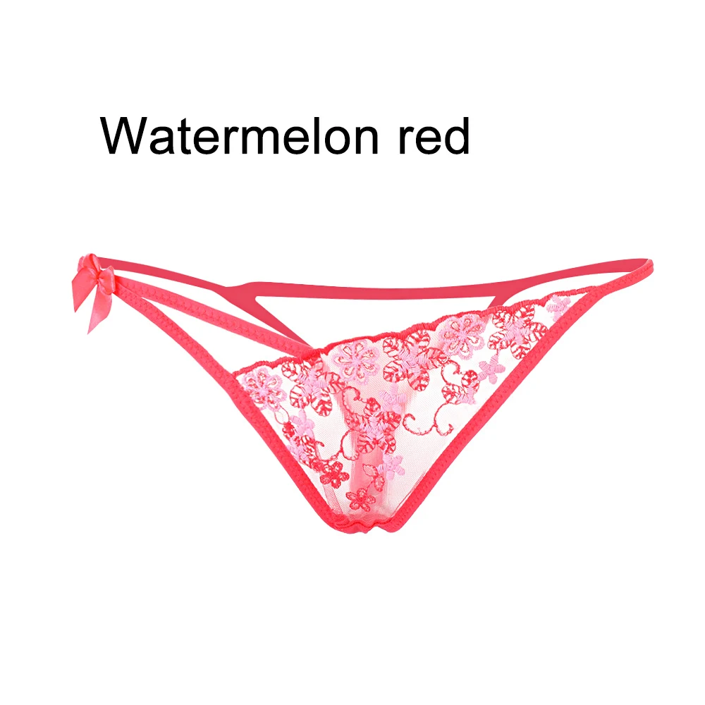 Watermelon Red Новинка, женские Эротические трусики-стринги, сексуальное кружевное нижнее белье, трусы, сексуальные трусики с низкой талией, прозрачные трусики с Т-образной спинкой, нижнее белье - Цвет: Watermelon Red