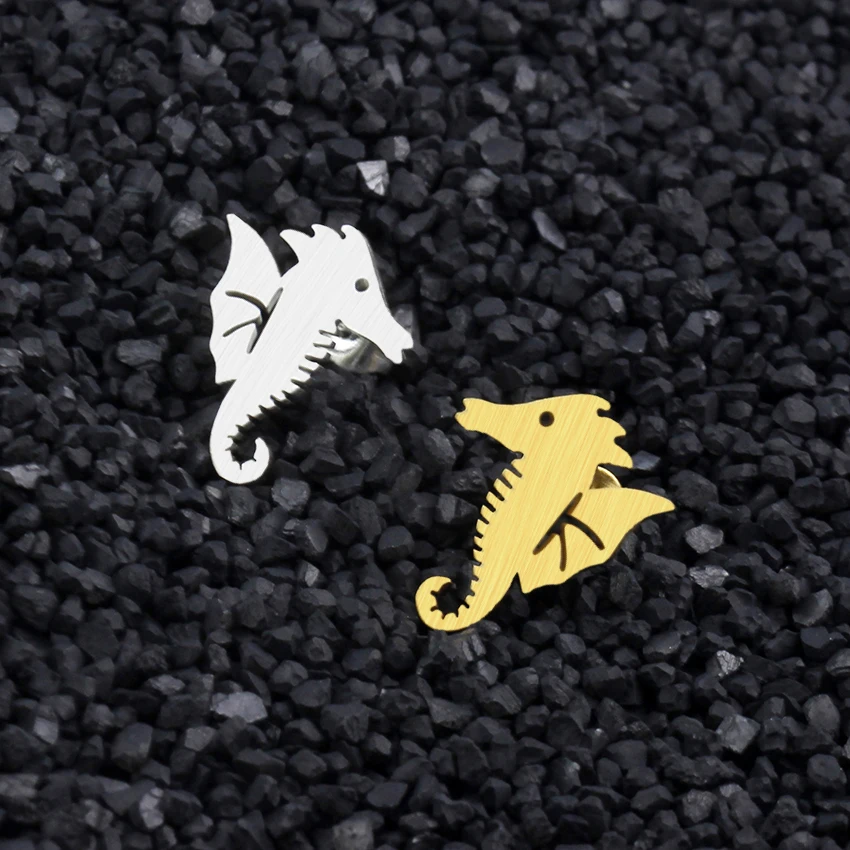 V притягивающие из нержавеющей стали милые маленькие сережки гвоздики Seahorse для