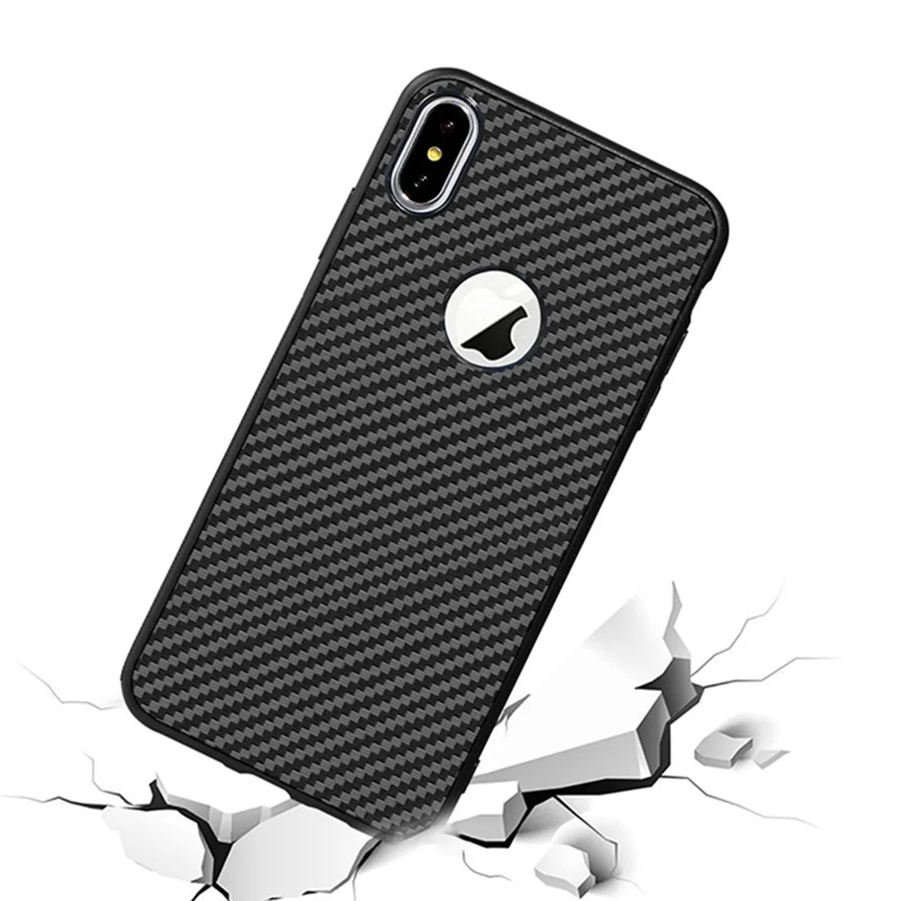 Чехол из углеродного волокна для iPhone 7 XR Xs Max X мягкий чехол ТПУ 8 Plus 6 s деловой