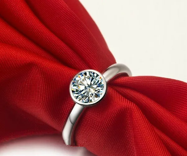 

1Ct Solid White 18K Gold 750 Lucky Round F Color Moissanite Women Wedding Ring Excellent Mother Day Gift