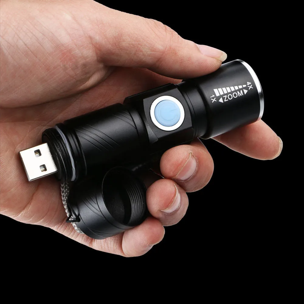 Светодиодный зум 1800LM мини USB Перезаряжаемый фонарь Портативный