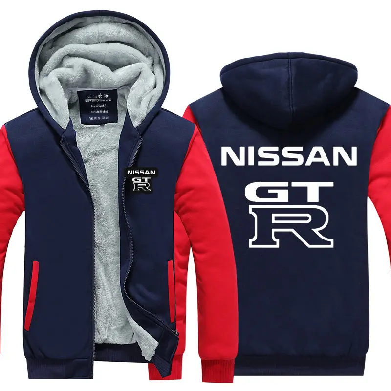 Новые модные повседневные толстовки с капюшоном Nissan GTR пальто на молнии мужские осенние толстые свободные толстовки мужские утепленные пальто