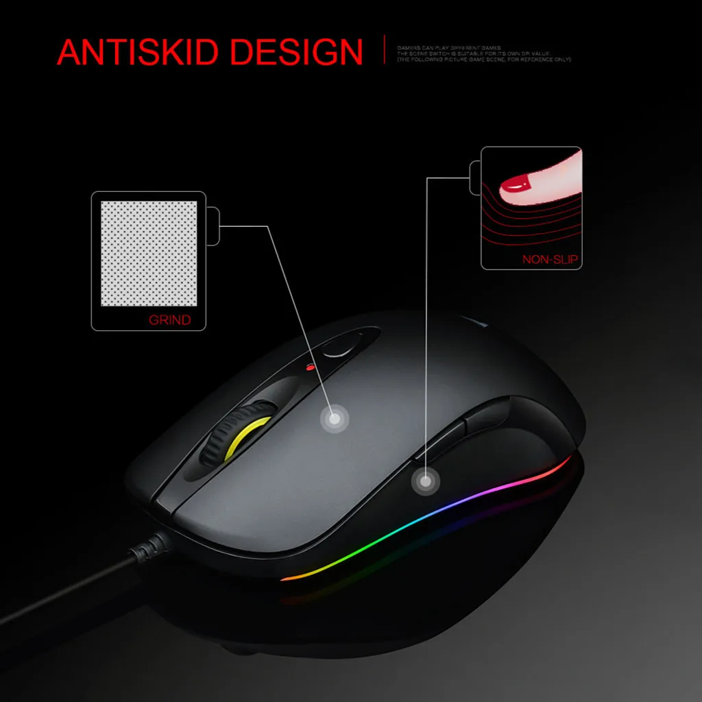Проводная RGB игровая мышь 8 кнопок 4000 dpi Регулируемая USB оптическая эргономичная игровая мышь для ПК настольный ноутбук компьютер 509#3