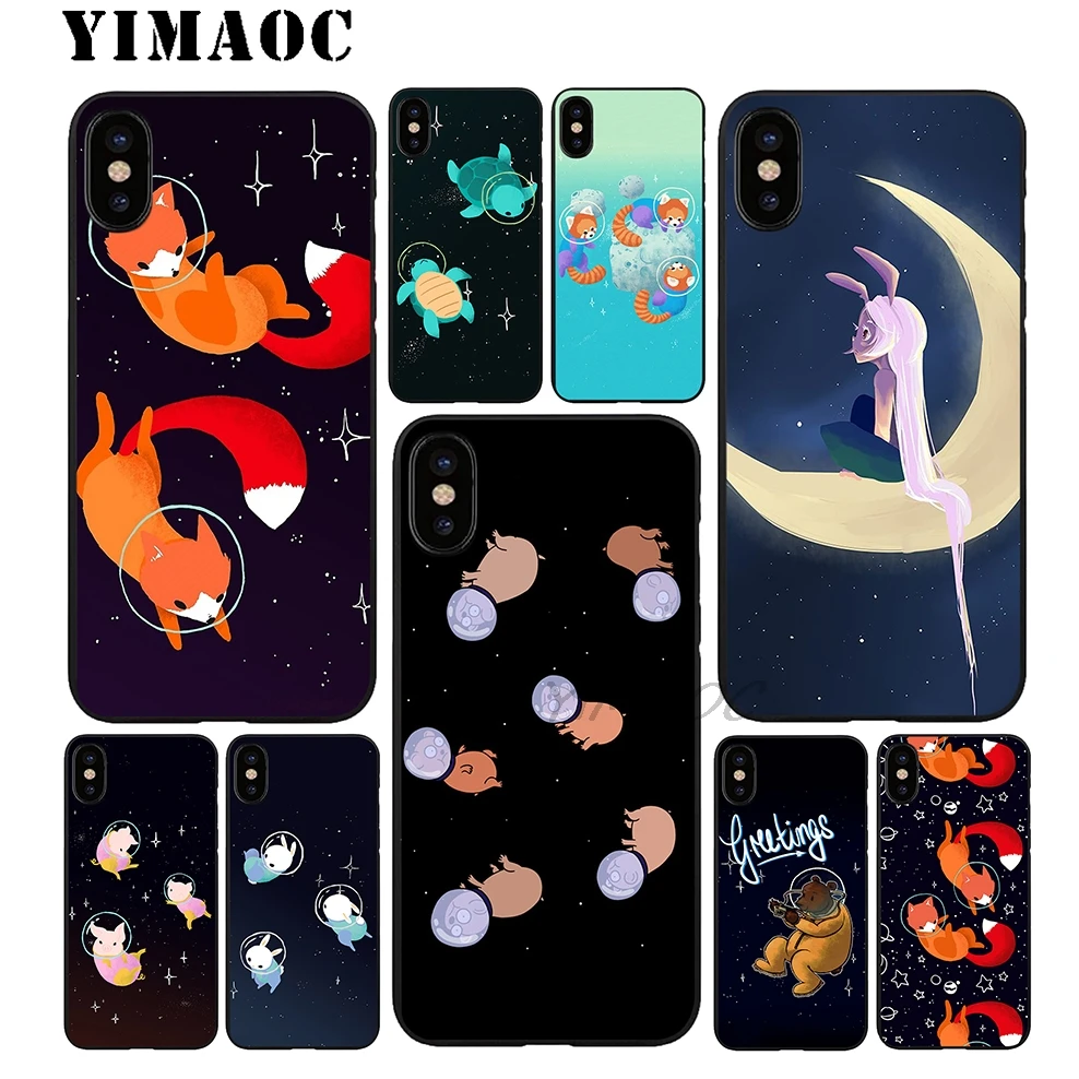YIMAOC космический черепаха животных Мягкий ТПУ Черный силиконовый чехол для iPhone X