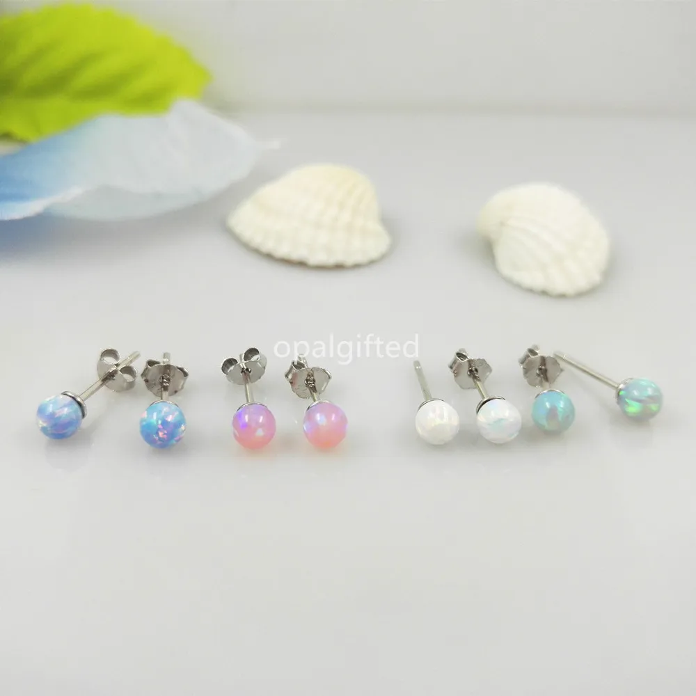 1 пара синтетические опаловые бусины серьги с круглым шариком 4 мм круглая серьга