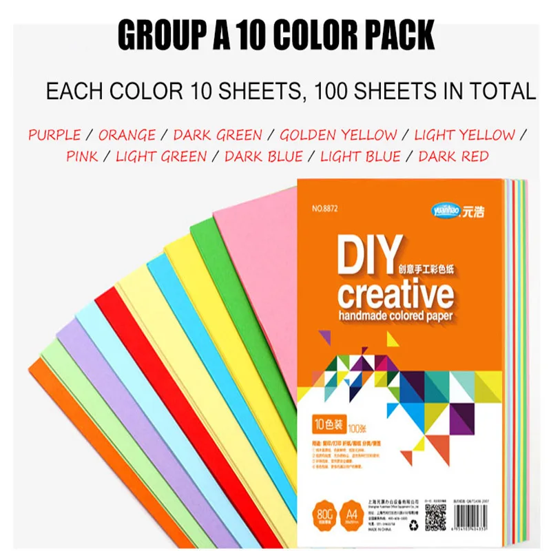 Mix Color Pack A 100 лист а4 цветная копировальная бумага 80 г 20 цветов на выбор для офиса ручной работы - Цвет: Mix Color Pack A