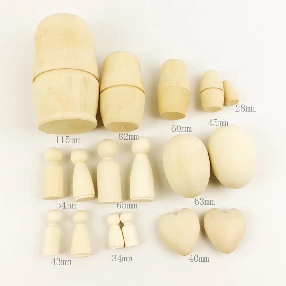 17 шт Необработанные колышки пустые русские Матрешки матрешки куклы деревянные