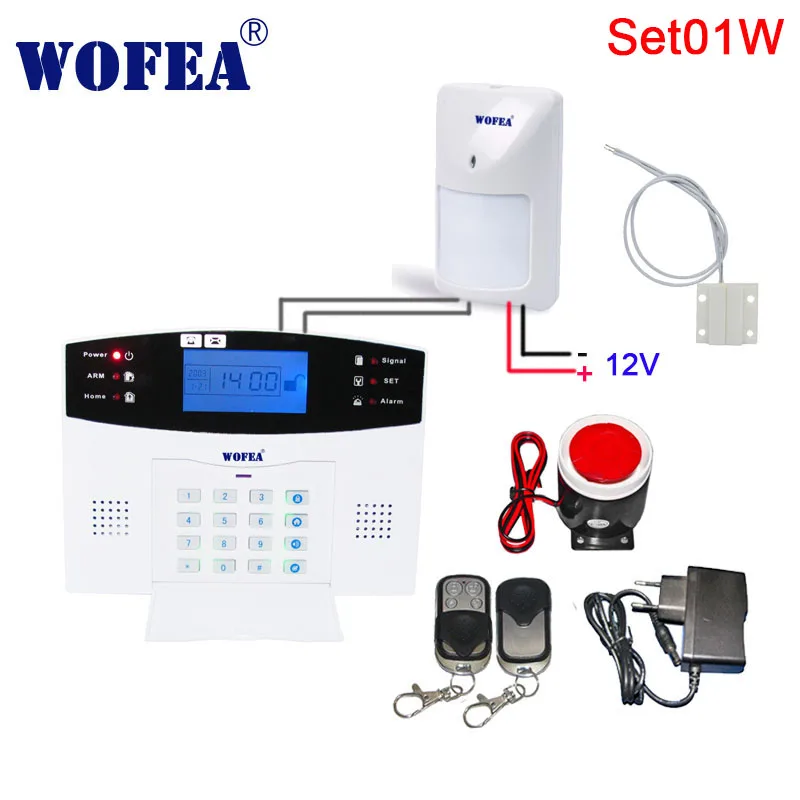 Wofea Home Security GSM Alarm System With Wired Type Door PIR Sensor 7 Wired Zone 99 Wireless zone enlarge