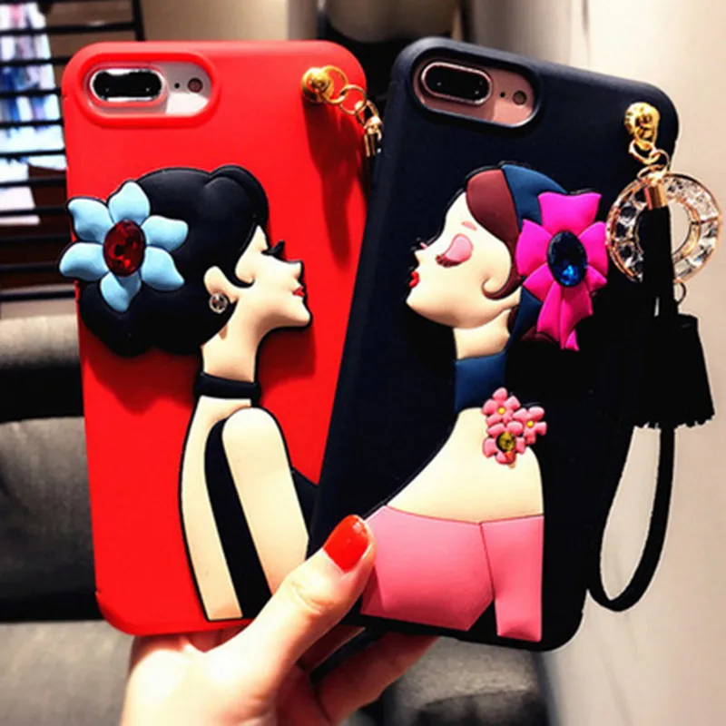 Goddess Tassel Rivet Case For iPhone 6 6s Vintage Elegance With Rhinestone Lanyard Shell 7 8 Plus Phone Cases |