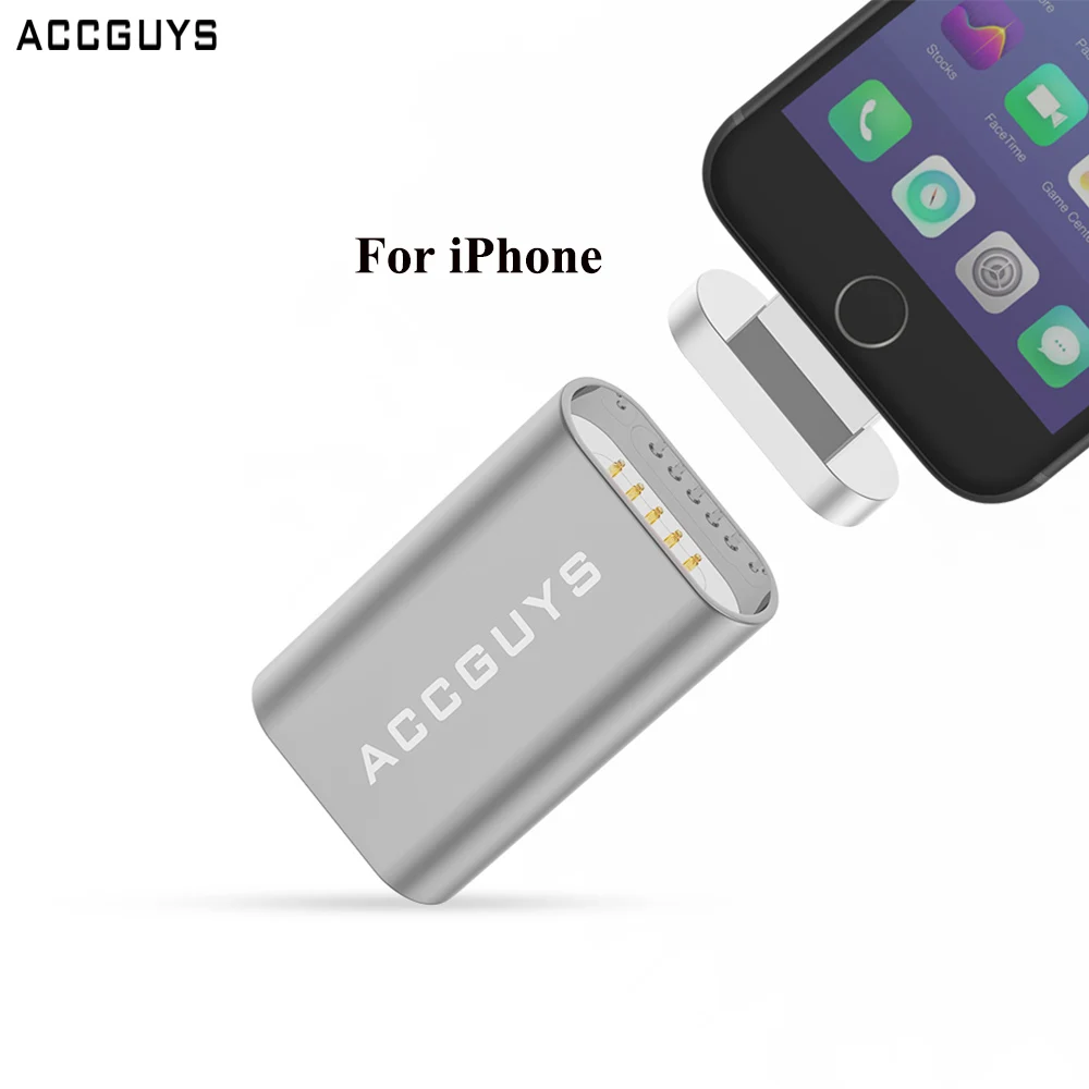 micro to lighting ACCGUYS Магнитный адаптер разъем для зарядки для iPhone USB кабель Micro USB-C type C OTG зарядное устройство для samsung Xiaomi huawei - Цвет: micro to lighting