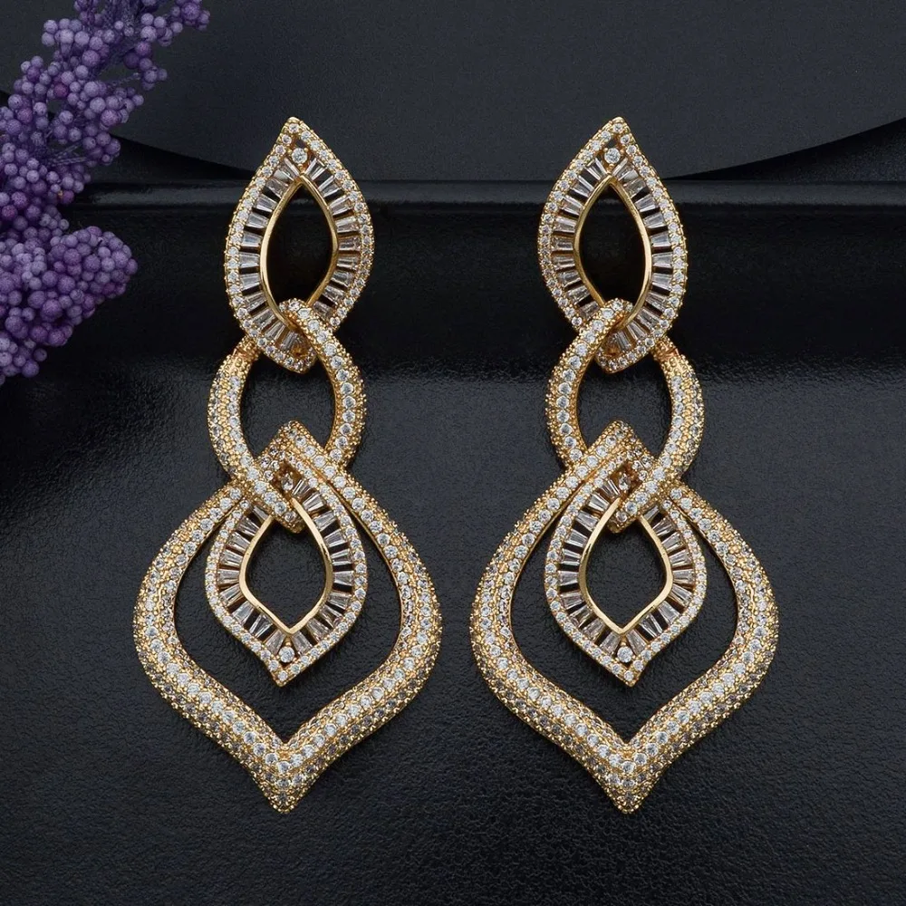 Женские серьги капельки ModemAngel длинные из медного циркония с цветком для свадьбы