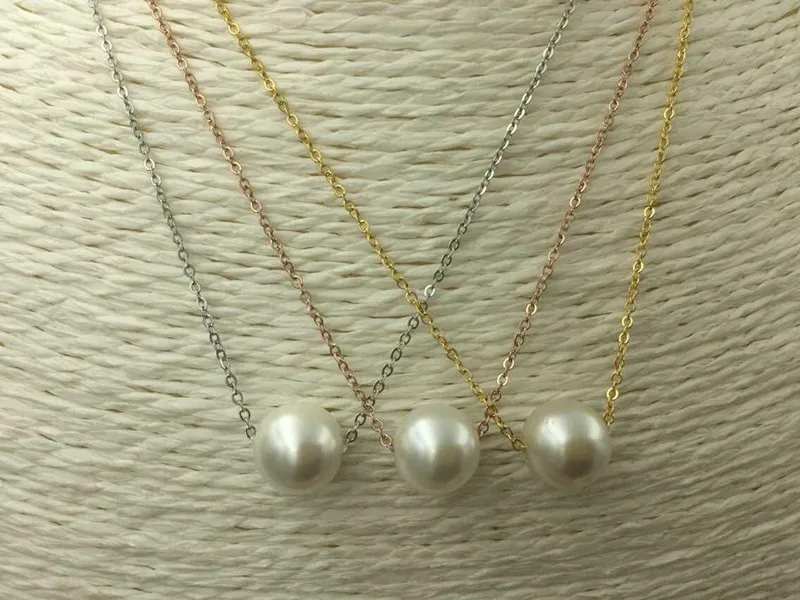 Модный кулон из нержавеющей стали с большим искусственным жемчугом ожерелье