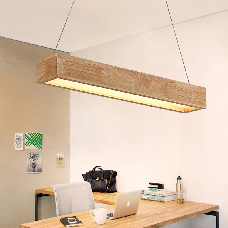 LED wooden adjustable long office chandelier modern dining light with metal lampshade suspension lamp AP11271943 | Лампы и освещение