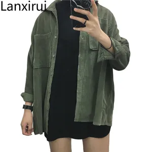Модная женская новая Вельветовая куртка с отложным воротником, хлопковая Свободная Женская однотонная верхняя одежда, ветровка, женские куртки