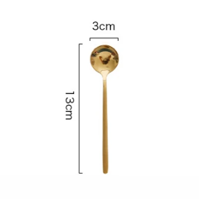 Gold 13CM CHANOVEL 1 шт. 13 см/17 см Высококачественная столовая посуда 304 чайная ложка из нержавеющей стали винтажные небольшие ложечки мини кофейная ложка - Цвет: Gold 13CM