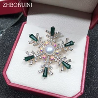 zhboruini 2019 new natural pearl brooch snowflake pearl breastpin freshwater pearl jewelry for women birthday gift accessories