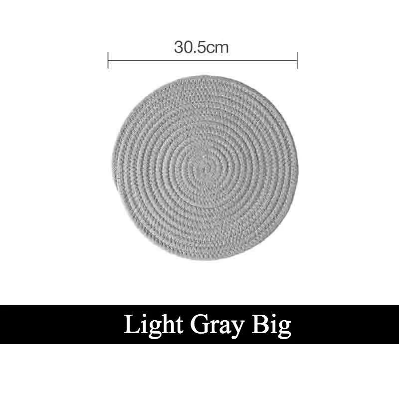 Cotton Mat 30CM Хлопковые подстаканники, льняные круглые коврики, набор, изоляционные кофейные коврики, подстилки для обеденного стола, кухонные аксессуары для украшения дома, современные - Цвет: Cotton Mat 30CM