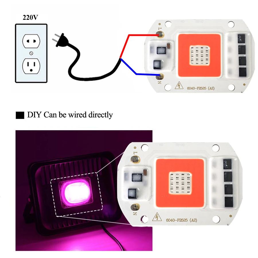Светодиодный COB Чип 20 Вт 30 Вт 50 Вт AC 220 В Smart IC драйвера не "сделай сам" для Светодиодный прожектор украшения красные, синие или светильник с новой уникальной технологией рассеивания света cо чередование красочные светодиодные лампы
