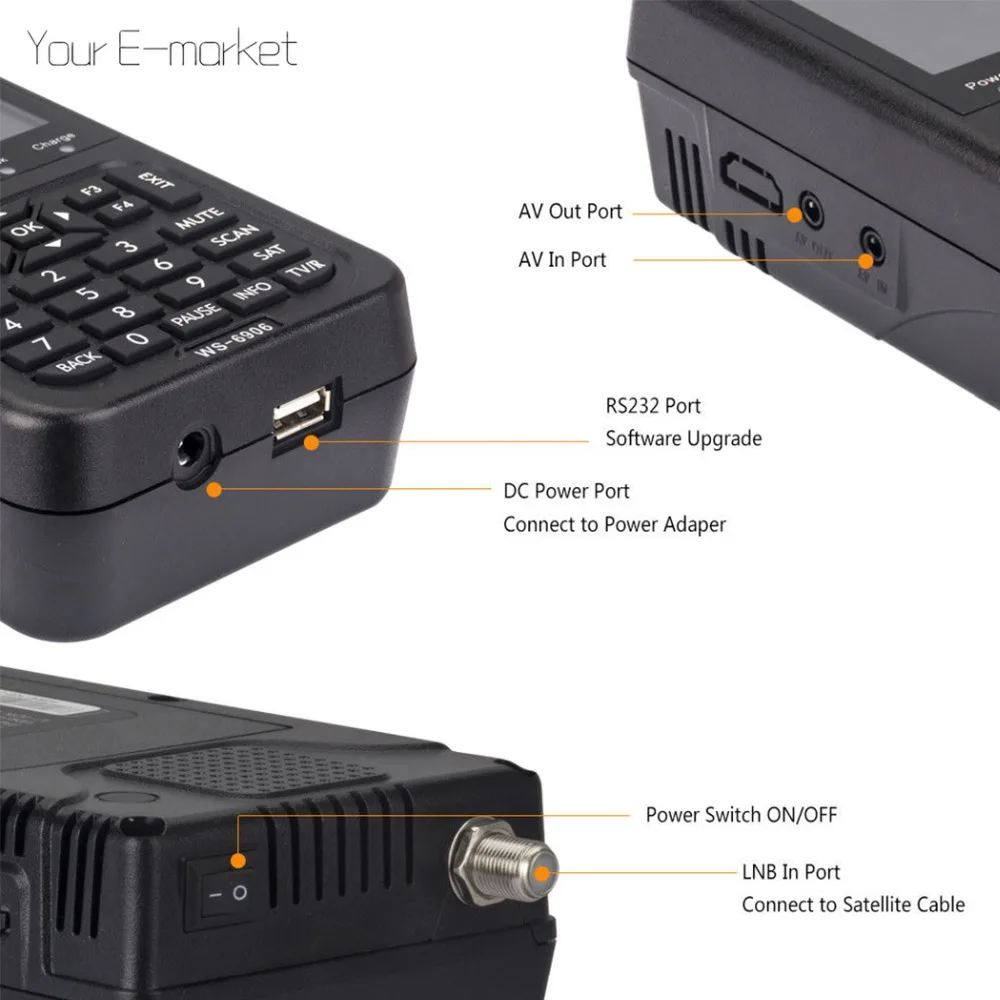 Satlink WS 6906 3 5 дюймов DVB S FTA цифровой спутниковый сигнал Finder автоматический поиск