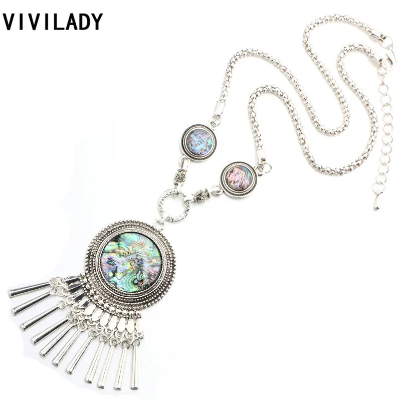 VIVILADY винтажный Тибетский серебристый цвет круглые естественные ракушки бохо