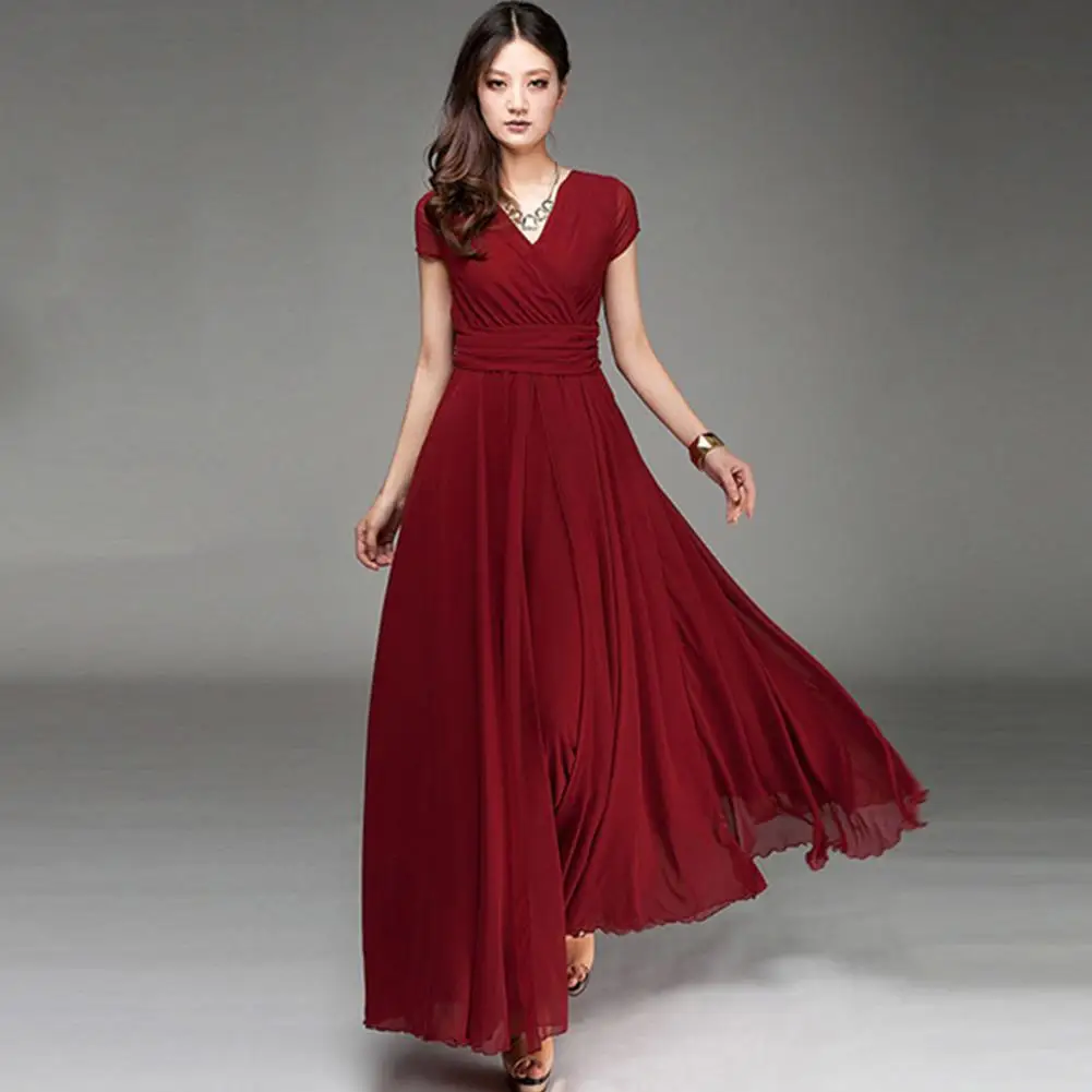 Yfashion женское летнее платье с коротким рукавом облегающее шифоновое талией