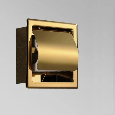 Gold Single 304 нержавеющая сталь полированный настенный встраиваемый Встроенный держатель туалетной бумаги для общественных отелей розовое золото скрытый рулон ткани - Цвет: Gold Single