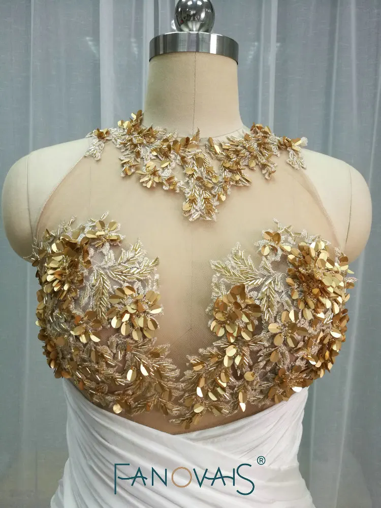 Вечерние платья золотистого цвета 2019 Русалка Vestido de Festa спандекс выпускное платье